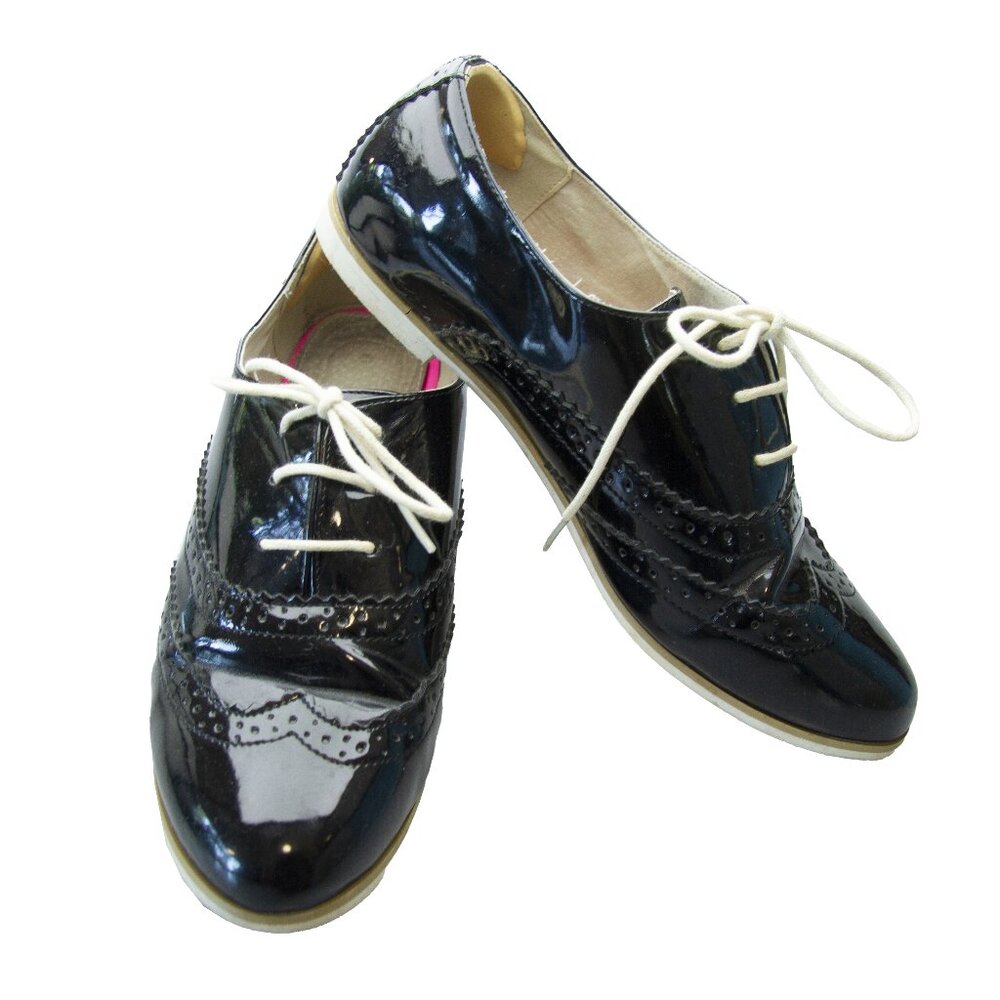 Boden Black Patent Leather Brogues